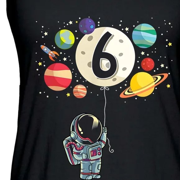 Sixth Birthday Astronaut 6th Birthday Space Moon Ladies Essential Flowy Tank