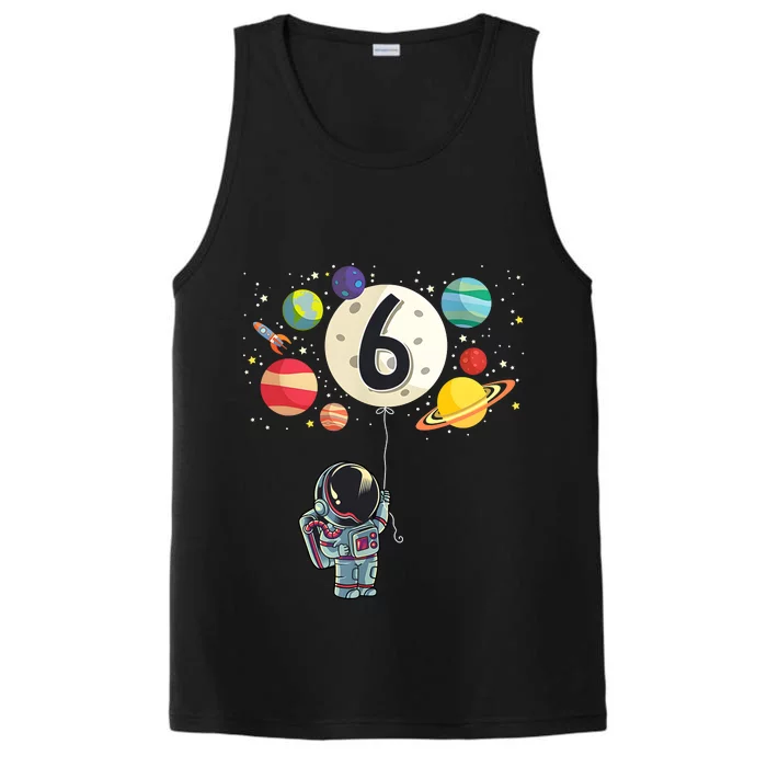 Sixth Birthday Astronaut 6th Birthday Space Moon Performance Tank