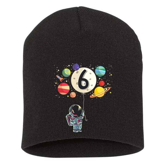 Sixth Birthday Astronaut 6th Birthday Space Moon Short Acrylic Beanie