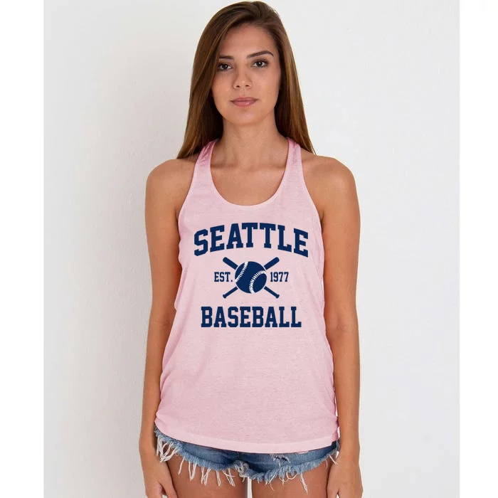 Seattle Baseball Athletic Vintage Sports Team Fan Women's Knotted Racerback Tank