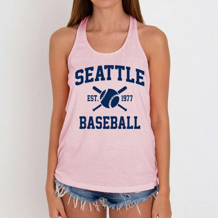 Seattle Baseball Athletic Vintage Sports Team Fan Women's Knotted Racerback Tank