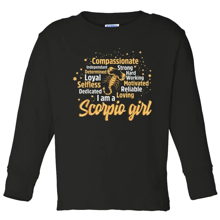 Scorpio Birthday Astrology Zodiac Sign Wo Scorpio Toddler Long Sleeve Shirt