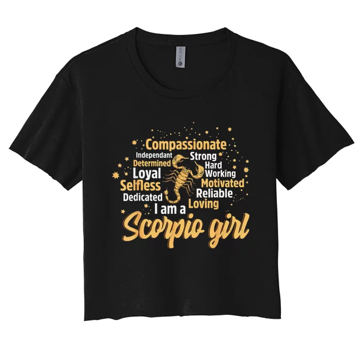 Scorpio Birthday Astrology Zodiac Sign Wo Scorpio Women's Crop Top Tee