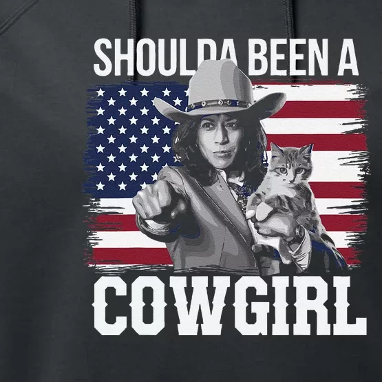 Shoulda Been A Cowgirl Patriotic Western Kamala Harris 2024 Performance Fleece Hoodie