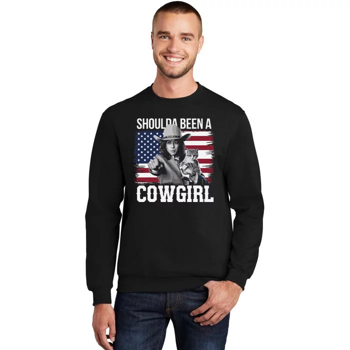 Shoulda Been A Cowgirl Patriotic Western Kamala Harris 2024 Tall Sweatshirt