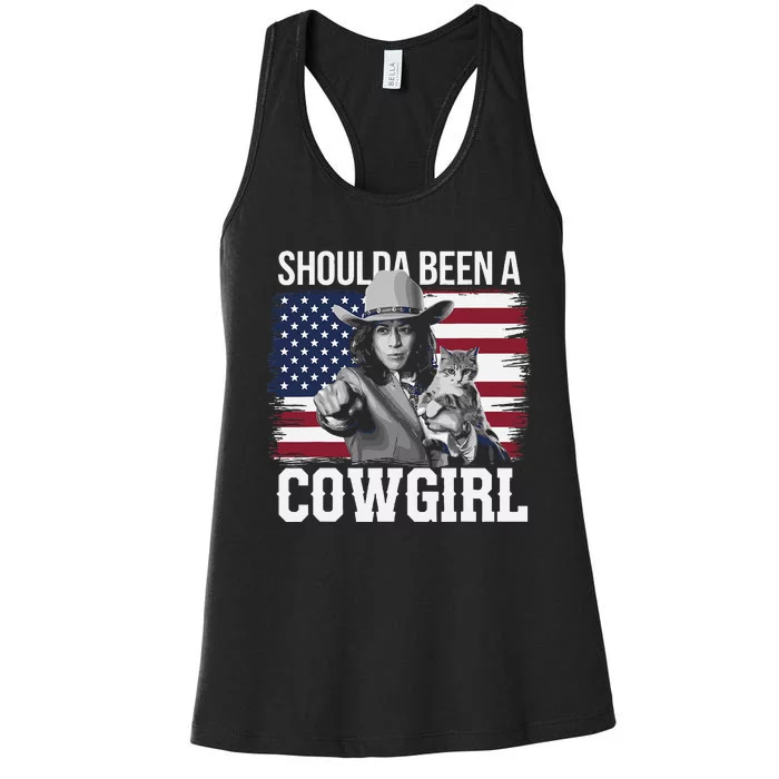 Shoulda Been A Cowgirl Patriotic Western Kamala Harris 2024 Women's Racerback Tank