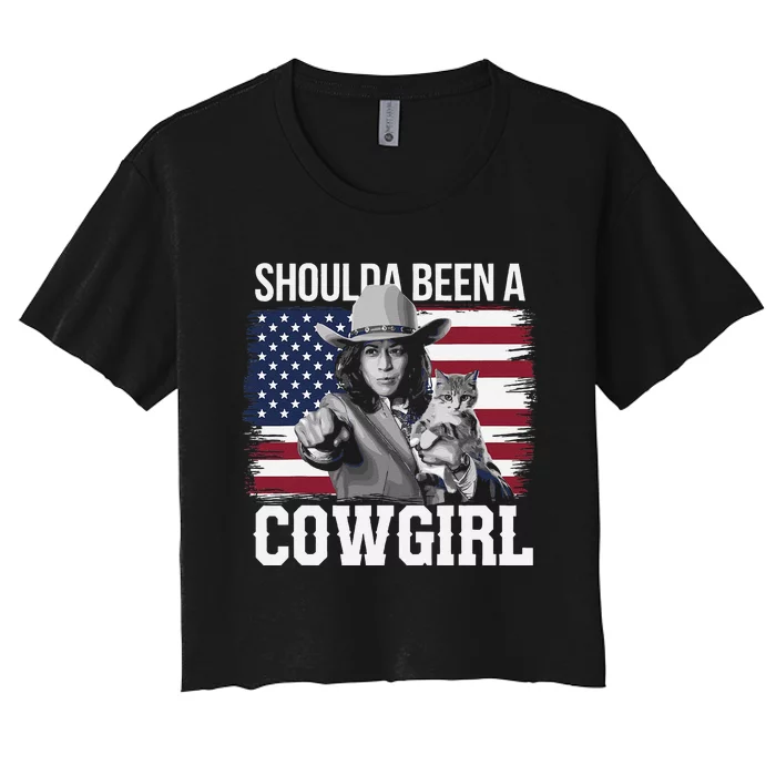 Shoulda Been A Cowgirl Patriotic Western Kamala Harris 2024 Women's Crop Top Tee