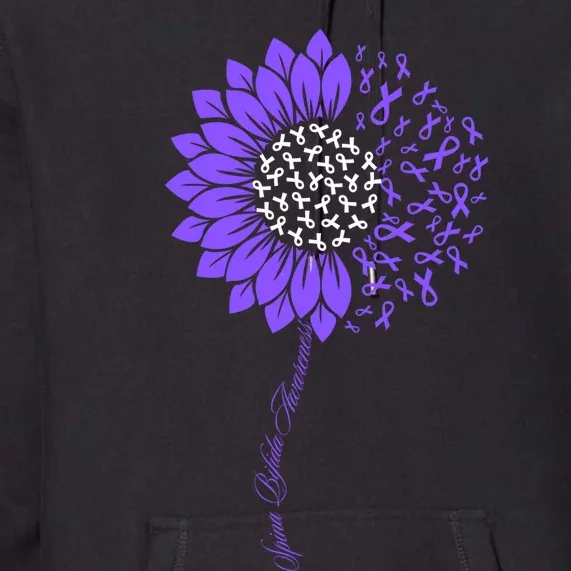 Spina Bifida Awareness Month Sunflower Purple Premium Hoodie