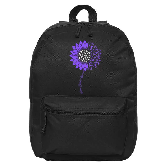 Spina Bifida Awareness Month Sunflower Purple 16 in Basic Backpack