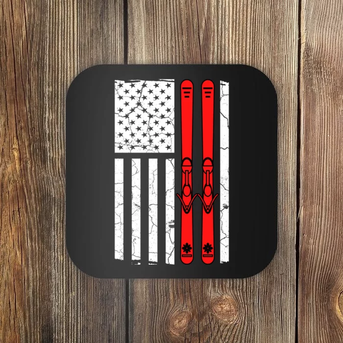 Ski Boarding American Flag Sport Hobby Coaster