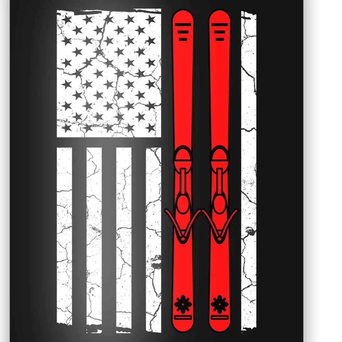 Ski Boarding American Flag Sport Hobby Poster