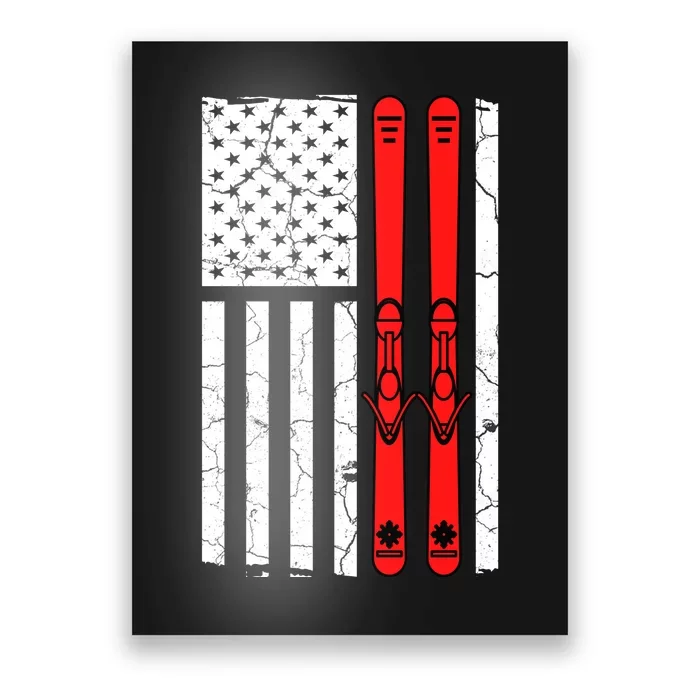 Ski Boarding American Flag Sport Hobby Poster