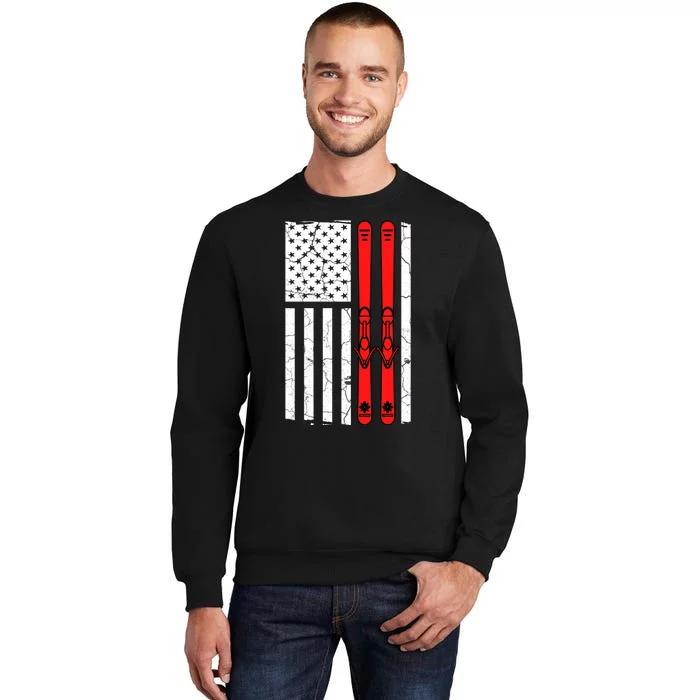 Ski Boarding American Flag Sport Hobby Tall Sweatshirt