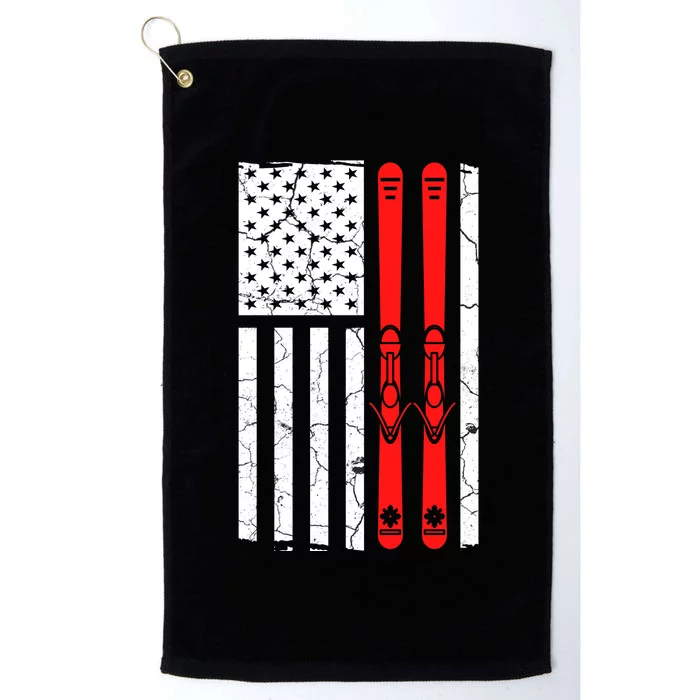 Ski Boarding American Flag Sport Hobby Platinum Collection Golf Towel