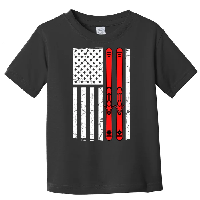 Ski Boarding American Flag Sport Hobby Toddler T-Shirt