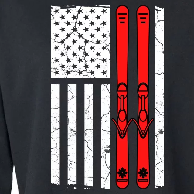 Ski Boarding American Flag Sport Hobby Cropped Pullover Crew