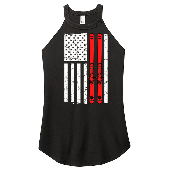 Ski Boarding American Flag Sport Hobby Women’s Perfect Tri Rocker Tank