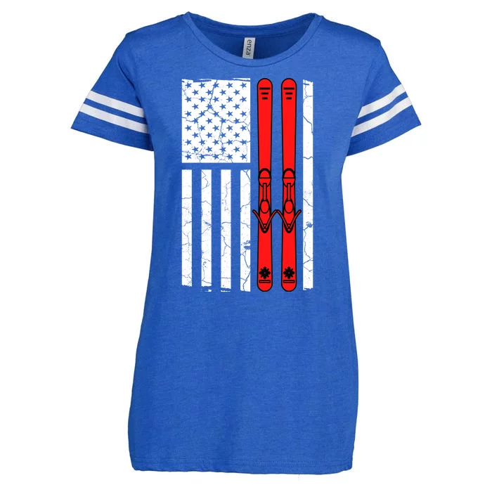 Ski Boarding American Flag Sport Hobby Enza Ladies Jersey Football T-Shirt