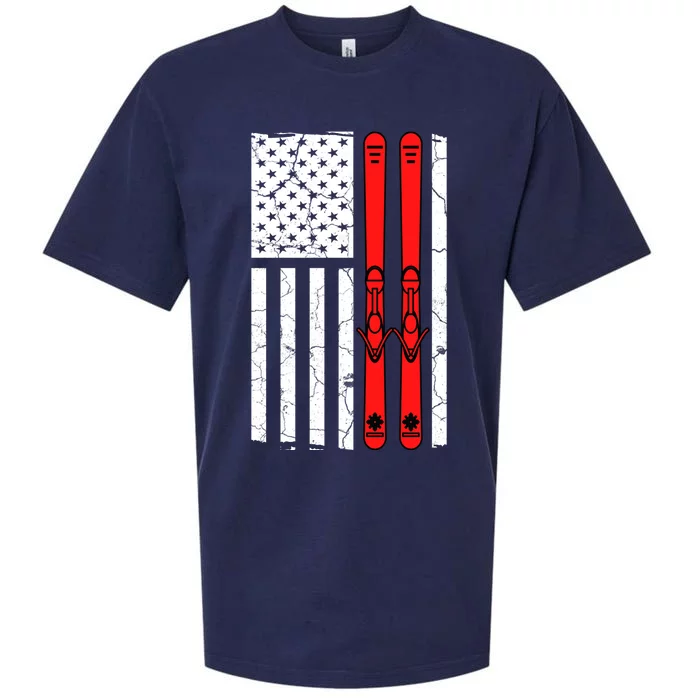 Ski Boarding American Flag Sport Hobby Sueded Cloud Jersey T-Shirt