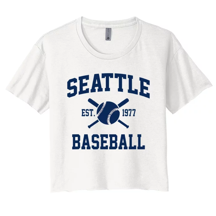 Seattle Baseball Athletic Vintage Sports Team Fan Women's Crop Top Tee