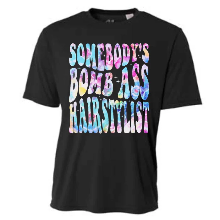 SomebodyS Bomb Ass Hairstylist Groovy Hair Stylist Tie Dye Cooling Performance Crew T-Shirt