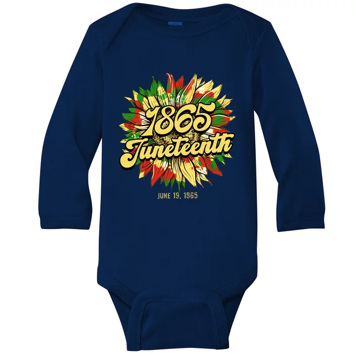 Sunflower Black African American June 19 Juneteenth 1865 Gift Baby Long Sleeve Bodysuit