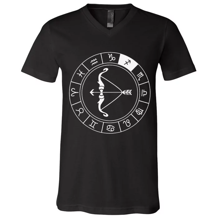 Sagittarius Bow And Arrow Zodiac Sign Sagittarius V-Neck T-Shirt