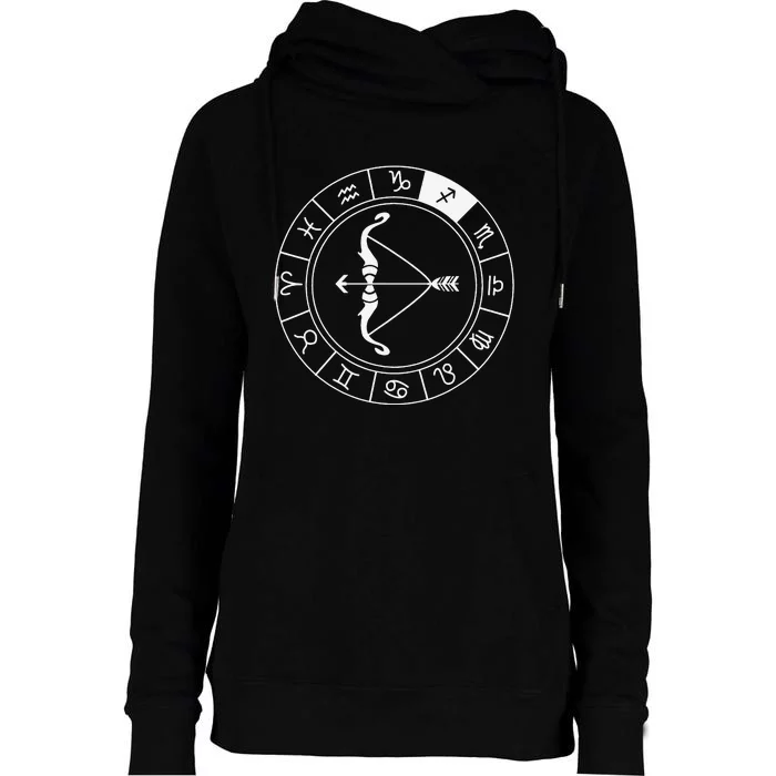 Sagittarius Bow And Arrow Zodiac Sign Sagittarius Womens Funnel Neck Pullover Hood