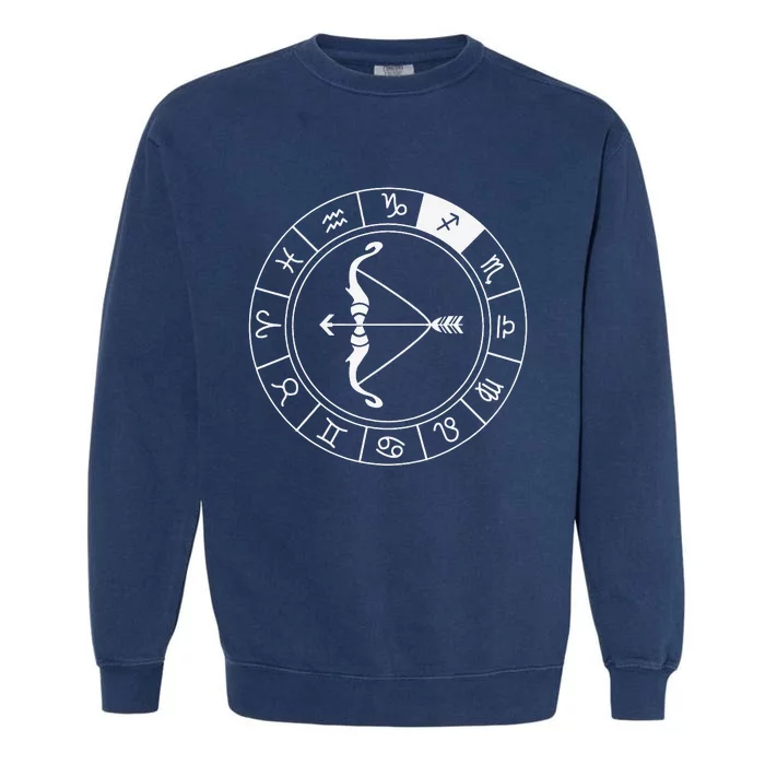 Sagittarius Bow And Arrow Zodiac Sign Sagittarius Garment-Dyed Sweatshirt