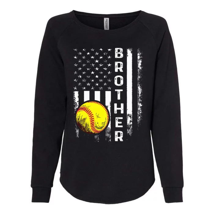 Softball Brother American Flag Vintage Christmas Xmas Womens California Wash Sweatshirt