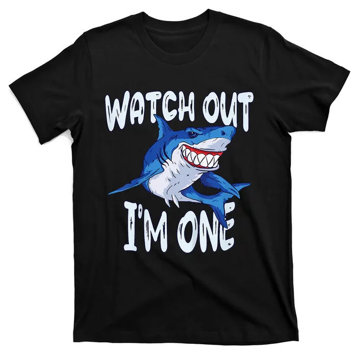 Shark Birthday Awesome 1 Year Old Watch Out I'm 1 T-Shirt