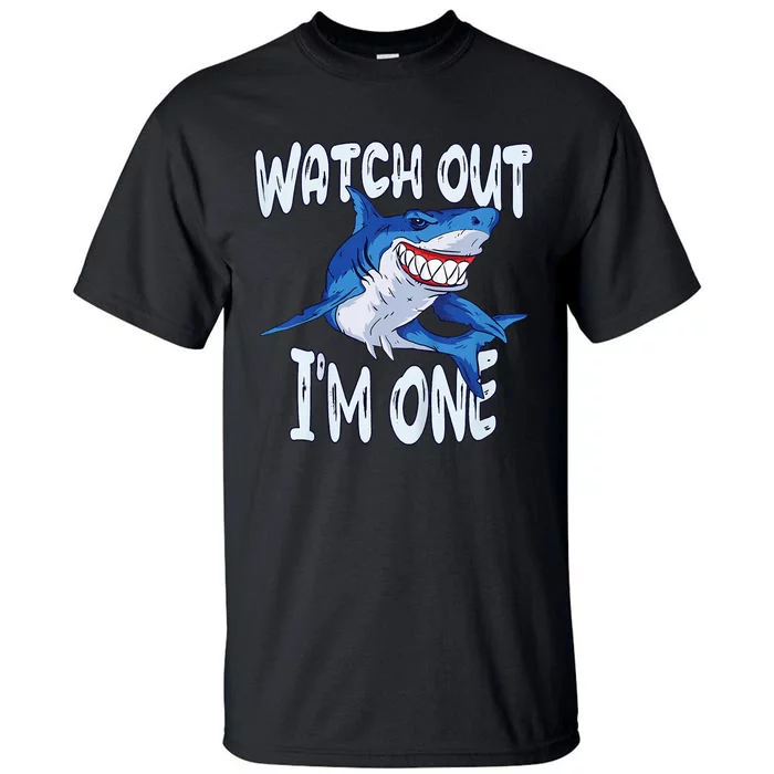 Shark Birthday Awesome 1 Year Old Watch Out I'm 1 Tall T-Shirt