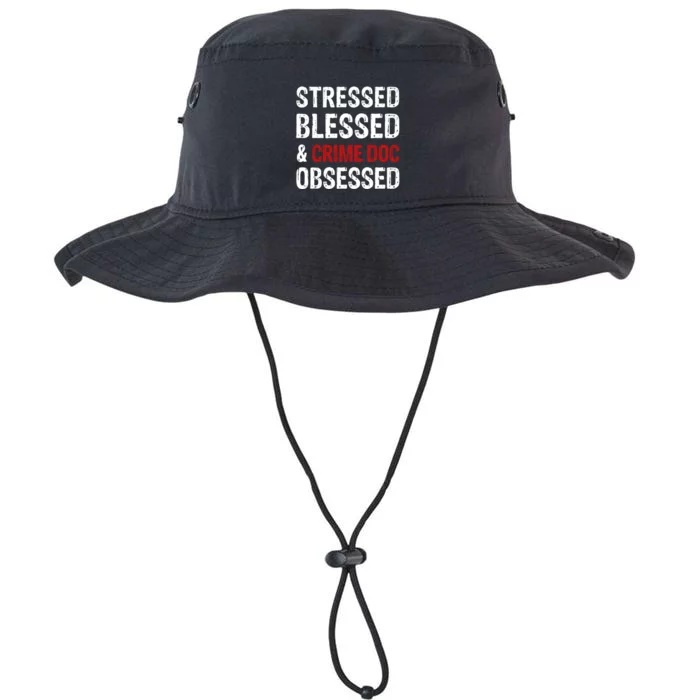 Stressed Blessed And Crime Doc Obsessed Funny Serial Killer Gift Legacy Cool Fit Booney Bucket Hat