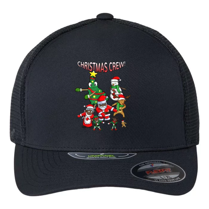 Santa Black African American Christmas Crew Flossing Floss TShirt Flexfit Unipanel Trucker Cap