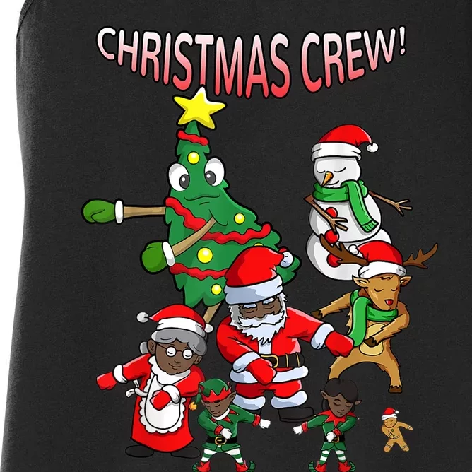 Santa Black African American Christmas Crew Flossing Floss TShirt Women's Racerback Tank