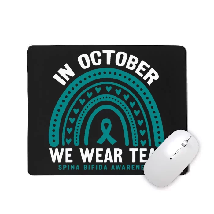 Spina Bifida Awareness Month October Wear teal retro vintage Mousepad