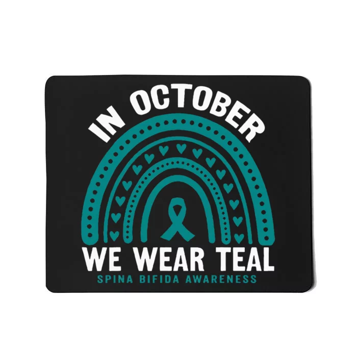 Spina Bifida Awareness Month October Wear teal retro vintage Mousepad