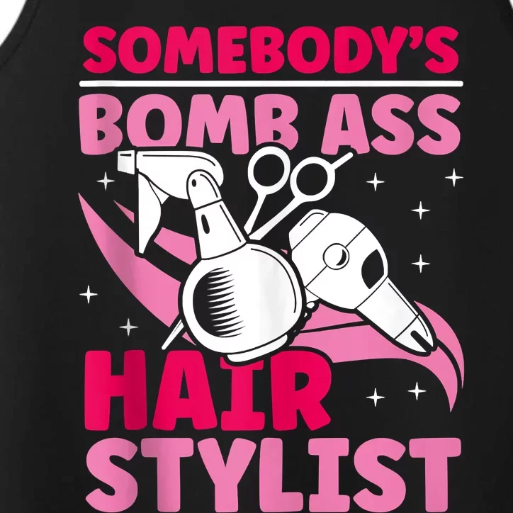 Somebody's Bomb Ass Hairstylist Hairdresser Performance Tank