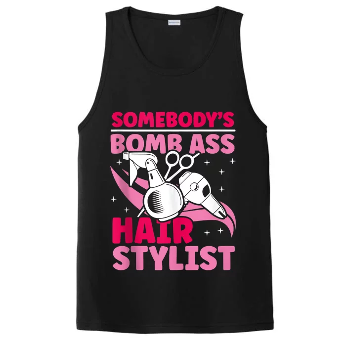 Somebody's Bomb Ass Hairstylist Hairdresser Performance Tank