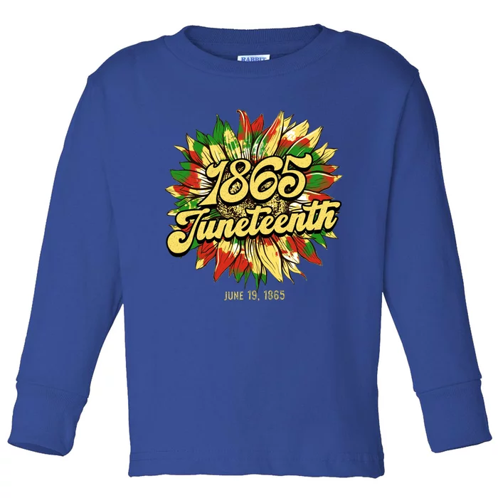 Sunflower Black African American June 19 Juneteenth 1865 Cool Gift Toddler Long Sleeve Shirt