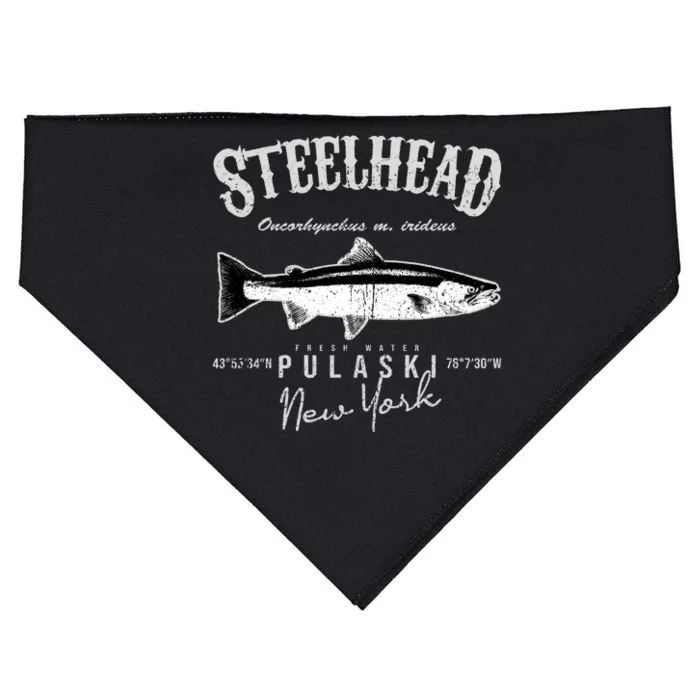 Steelhead Bass At Pulaski New York USA-Made Doggie Bandana