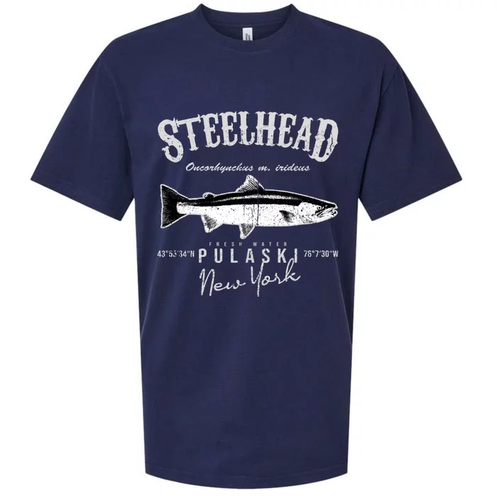 Steelhead Bass At Pulaski New York Sueded Cloud Jersey T-Shirt