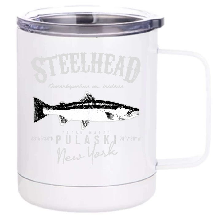 Steelhead Bass At Pulaski New York Front & Back 12oz Stainless Steel Tumbler Cup