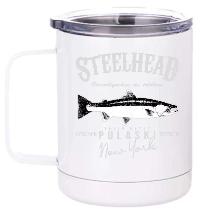 Steelhead Bass At Pulaski New York Front & Back 12oz Stainless Steel Tumbler Cup