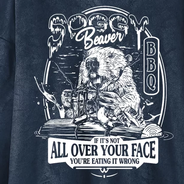 Soggy Beaver Bbq Funny Hooded Wearable Blanket