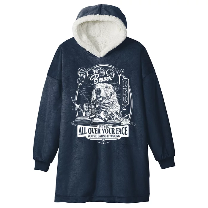 Soggy Beaver Bbq Funny Hooded Wearable Blanket