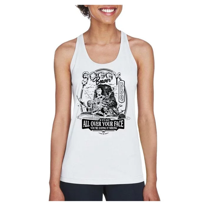 Soggy Beaver Bbq Funny Women's Racerback Tank