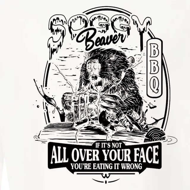 Soggy Beaver Bbq Funny Cropped Pullover Crew