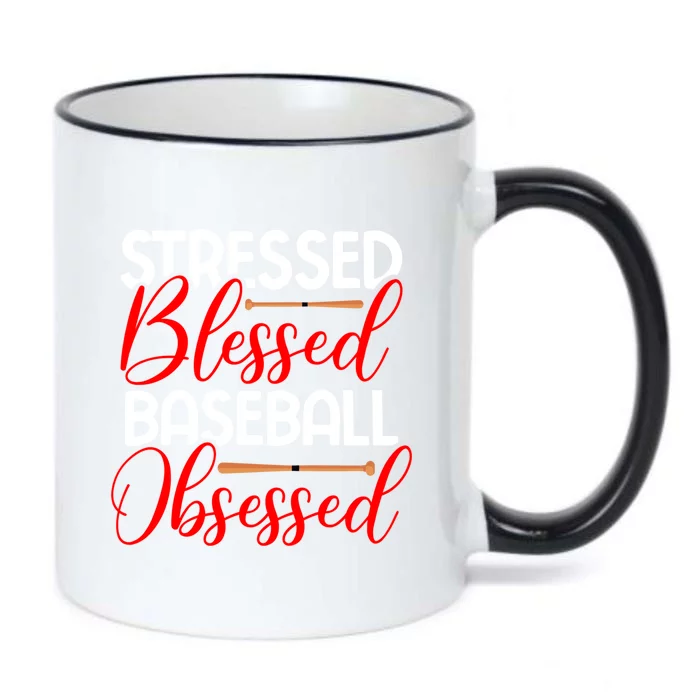 Stressed Blessed Baseball Obsessed Gift Black Color Changing Mug