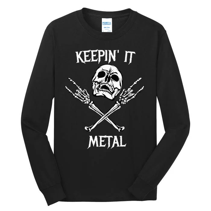 Skull & Bones Black Death Rock Heavy Metal Headbanger Tall Long Sleeve T-Shirt